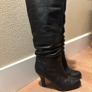 SOFFT Brand "Belfast" style Knee-High Slouchy Black Leather heeled boots (6.5)